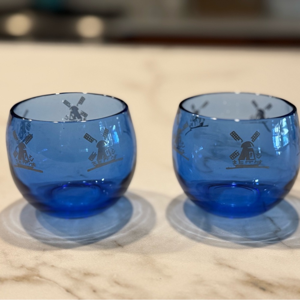 Charming Hazel Atlas Blue Windmill Glass decor
